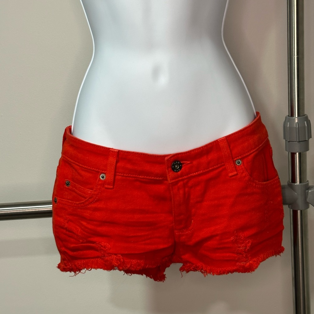 Low rise red shorts